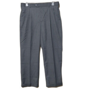 Stafford pants Men 36x30 gray pleated cuffed hem slacks Wool Blend Career Office